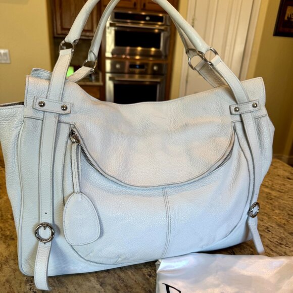 Furla White Leather Large Hobo Shoulder Bag VGUC Summer Handbag Dust Bag Incl - Picture 1 of 16